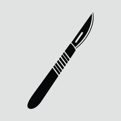 Silhouette scalpel medical instrument black and white vector illustration