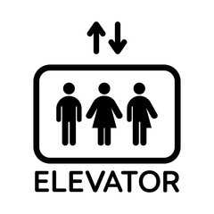 Elevator lift for all gender vector icon on white background. Male, female, transgender or gender neutral sign flat collection. Arrows up and down.