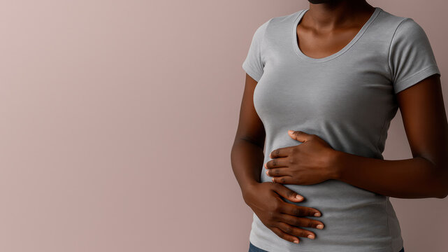 Comforting one's belly while experiencing a moment of calm