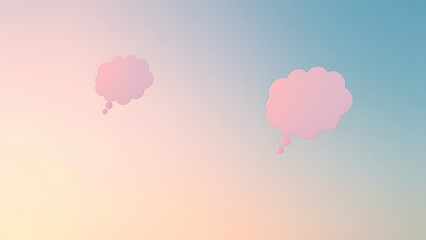 Fototapeta premium Abstract thought bubbles floating against a gradient sky, representing ideas and creativity.