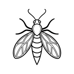 Firefly Outline Line Art Vector Illustration