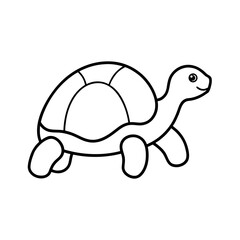 Tortoise Outline Line Art Vector Illustration