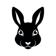 Snowshoe Hare Head Black Silhouette Line Art Vector Illustration