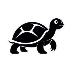 Tortoise Black Silhouette Line Art Vector Illustration