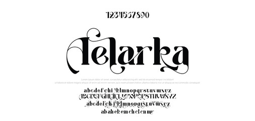 Elegant Font Uppercase Lowercase and Number. Classic Lettering Minimal Fashion Designs. Typography modern serif fonts regular decorative vintage concept. vector illustration