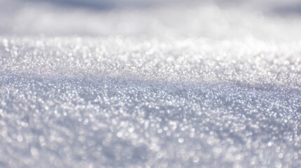 close up of fresh untouched snow glittering under bright sunlight thousands of tiny ice crystals forming a shimmering diamond like surface elevated