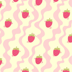Cute Strawberry  Background – Vector
