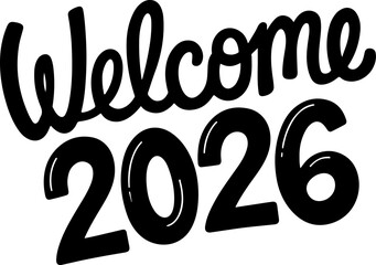 new year 2026 neon icon set 2026 future year design graphic two thousand twenty six numbers artistic celebration or prediction template Handwritten bold brush stroke number 2026 symbol representing.