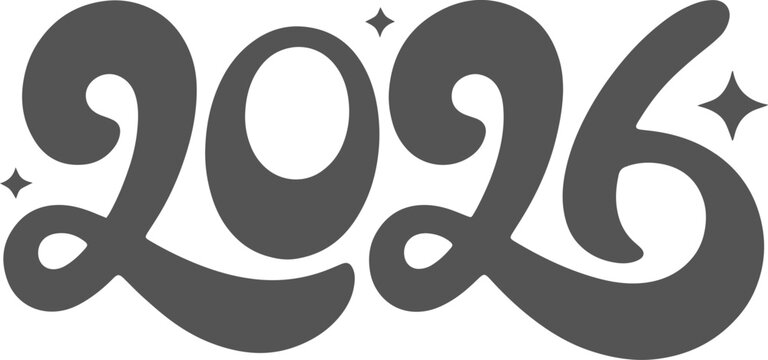 new year 2026 neon icon set 2026 future year design graphic two thousand twenty six numbers artistic celebration or prediction template Handwritten bold brush stroke number 2026 symbol representing.