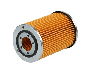 Close up of a new automotive oil filter showcasing its construction and design for vehicle maintenance and efficient engine lubrication