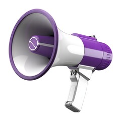 Purple and White Megaphone Illustration on a Clean White Background for Communication and Announcements