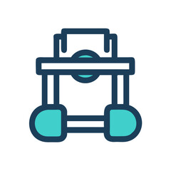 Fototapeta premium Abstract futuristic device in teal and blue on black background for technology themes