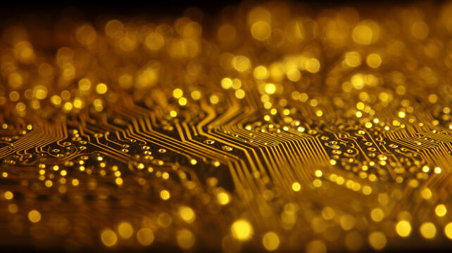 An abstract electronic circuit surface filled with dense traces representing digital connectivity financial technology and fast data networks.
 - Powered by Adobe