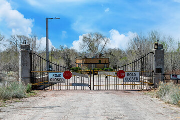 Closed and Locked Gate at an Abandoned Army / Military Base - Fort Wingate, New Mexico