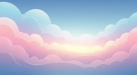 Dreamy pastel clouds illuminated by a soft golden sunrise