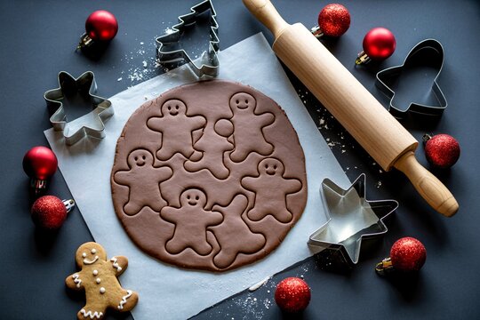 Baking christmas gingerbread cookies holiday season festive baking tradition - Powered by Adobe