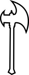 Axe Icon of Battle Axe, Hatchet, and War Tool Symbols, Black Line Vector Medieval Weapon, Lumberjack Tool, and Combat Armory Design for Graphic Use