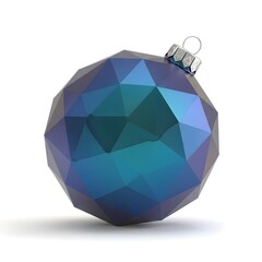 Shiny blue Christmas bauble with glossy finish, elegant holiday ornament perfect for sophisticated festive cards and modern seasonal decorations.