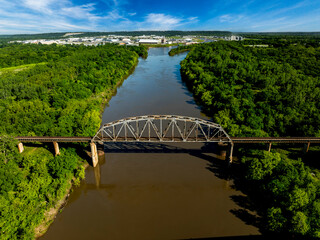Verdigris River & Railroad Through Truss Bridge - Catoosa, Oklahoma