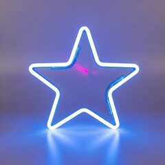 Electric blue neon star with glowing outline, modern Christmas decoration perfect for contemporary holiday cards and trendy festive designs.
