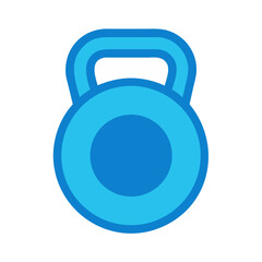A minimalistic blue kettlebell icon on a black background for gym and fitness related concepts
