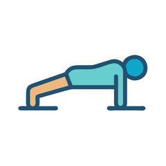 Minimalistic illustration of a person doing a plank exercise on a black background