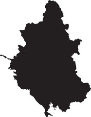 Map of the Epirus Region of Greece, Isolated Silhouette