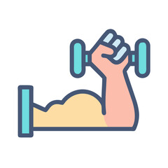 Vector graphic of strong arm lifting dumbbell on black background for fitness campaigns