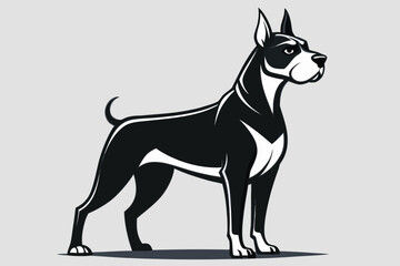 Doberman dog standing in different angles silhouette isolated on white background.