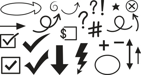 Hand drawn doodle elements collection on white background