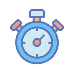 Isolated cartoon stopwatch illustrating timing, urgency, speed, and efficient management on black background