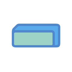 Blue and green rectangle with rounded edges floating on a black background