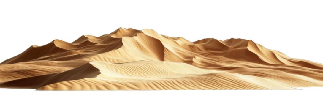 Vast desert dunes with undulating sandy patterns under clear sky