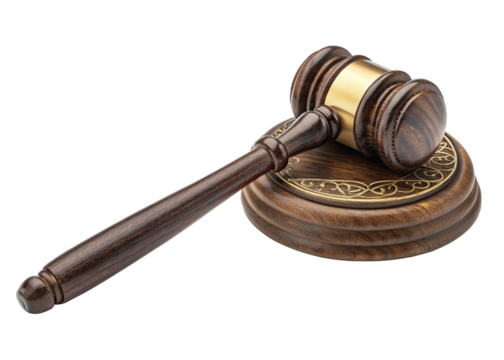  Hammer Gavel Courthouse isolated on a transparent background.