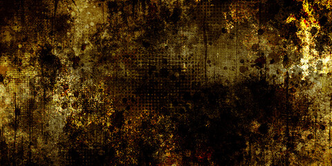 Abstract grunge background with dark and gold textures