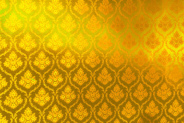 Vibrant Gold or Yellow Damask Floral Pattern Abstract Background