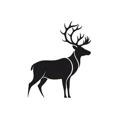 Elegant reindeer silhouette with antlers, minimalist Christmas design perfect for modern holiday cards, decorations and seasonal graphic designs.