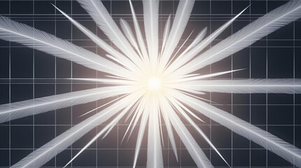 Bright starburst of light emanating from a grid background