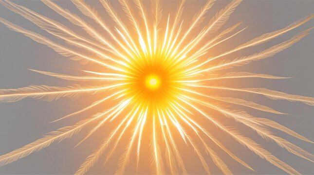Bright golden starburst with radiant light rays on a soft background