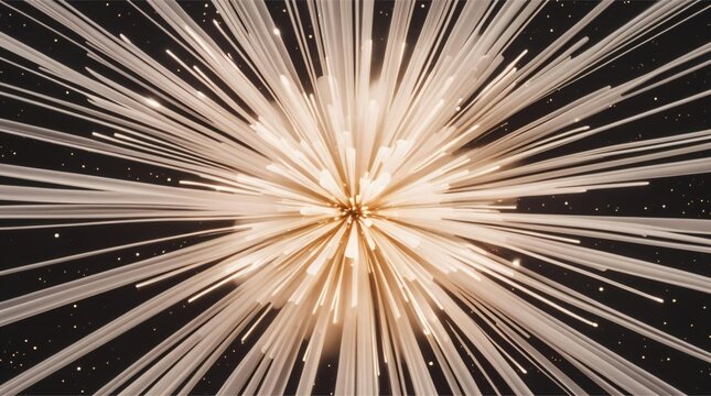 Abstract burst of light trails exploding outward against dark background