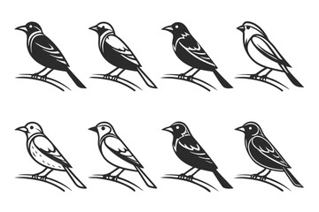 Minimal sparrow outline icon set with vibrant colors