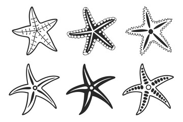 Minimalist starfish and nautical icons set for marine themes