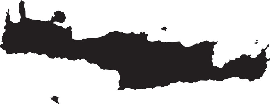 Map of Crete Region of Greece Isolated Silhouette Vector