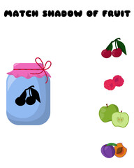 Match the shadow of the fruit, cute educational game for kids activity