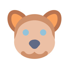 Cute flat illustration of a bear face with geometric features on black background