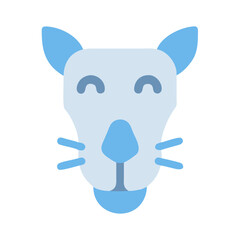 Obraz premium Simple cat cartoon face with blue and light blue color scheme on black background