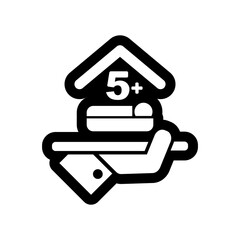 Hotel icon. Over five places room.