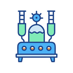 Retro science lab equipment icon illustration in bold color on black background