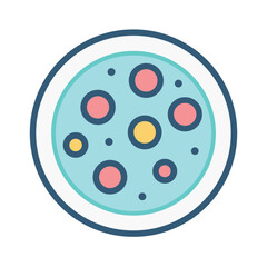 Petri dish with colorful circles flat vector icon for science presentations