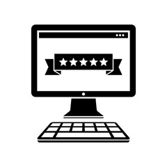 Five stars rating computer - Vector flat minimal icon